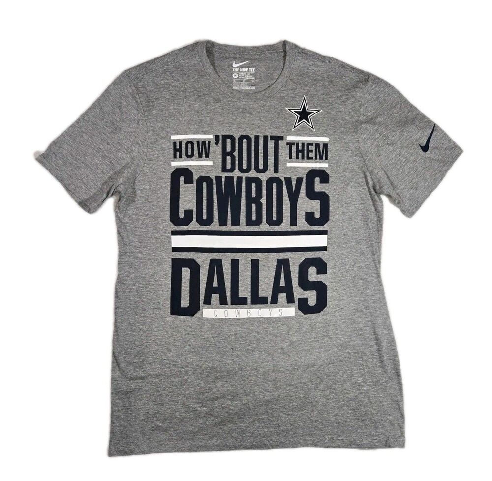 Nike Dallas Cowboys Short Sleeve T-Shirt Gray Mens Medium Athletic Cut NFL